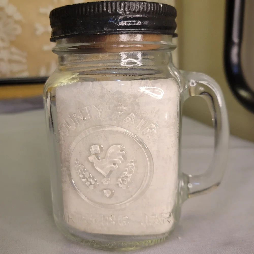 Vtg County Fair Drinking Clear Glass Rooster Wheat Lidded Apothecary Jar